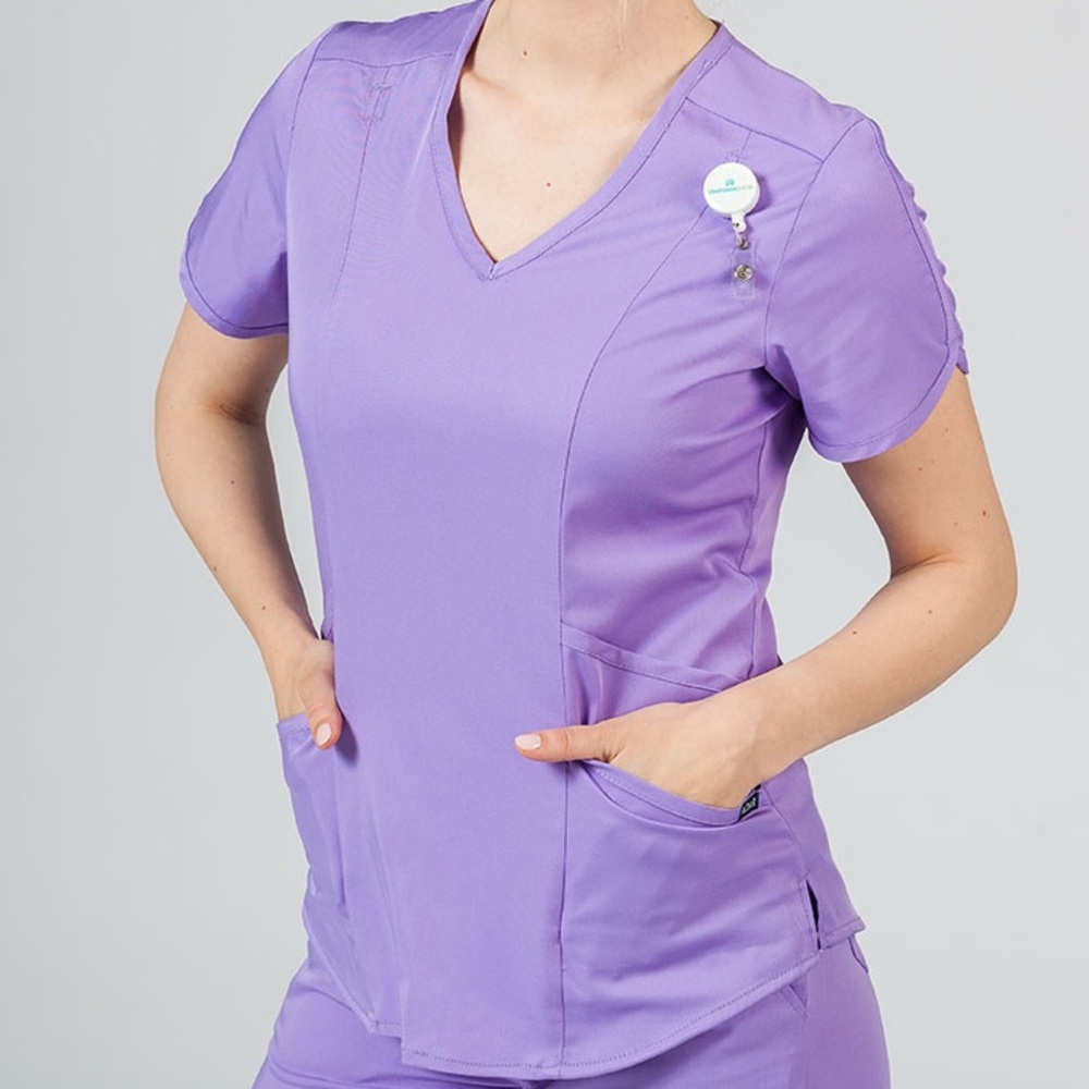 Adar Uniforms Modern Scrub Top Lavender M
